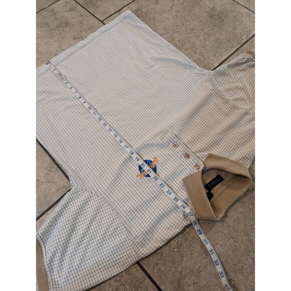 Universal Orlando Polo Shirt Men’s Medium Stylo Golf Beige Check Embroidered - Picture 2 of 10